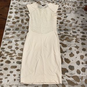 French connection cream lace back dress